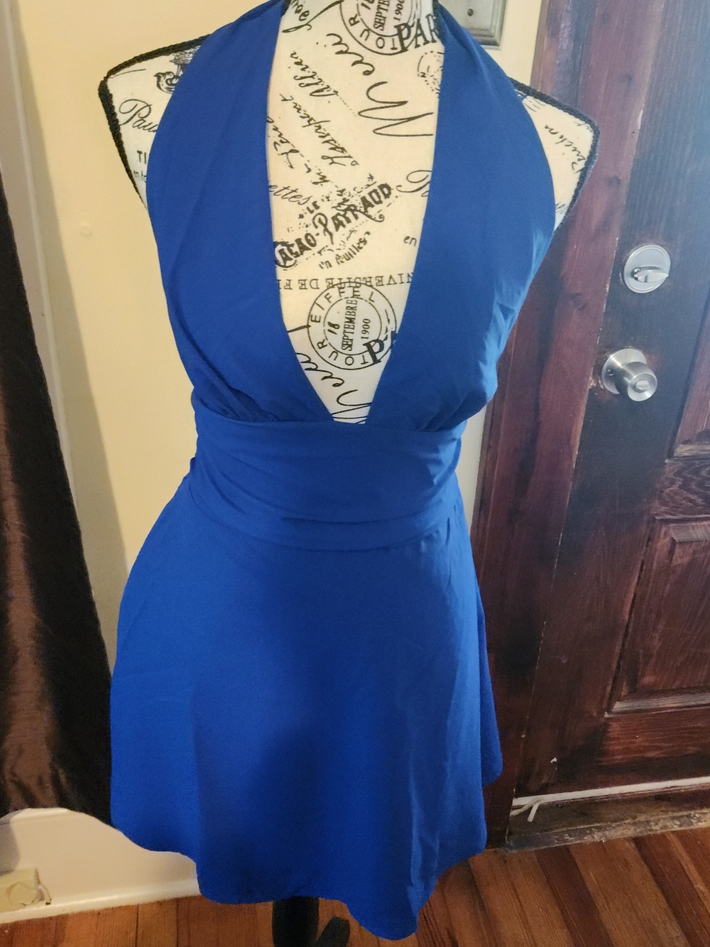 Blue Halter Fit-and-Flare Dress - Classic Women’s Style Small